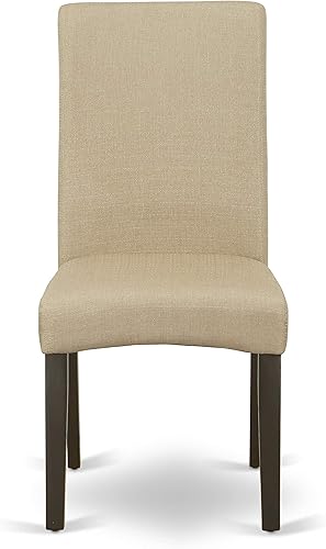 Miniatura 4 de East West Furniture DRP5T03 Driscol Classic Parson - Sillas de comedor tapizadas de tela de lino marrón, juego de 2, capuchino