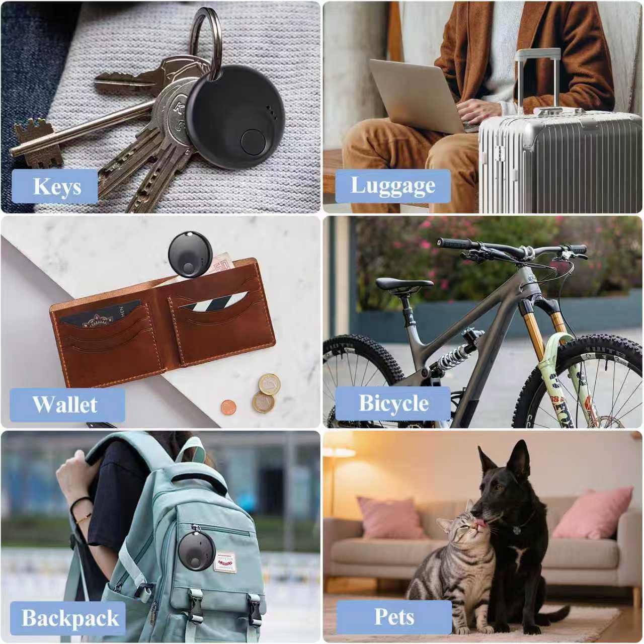 Air Tags-4 Pack Android Tracker Tag, Work with Google Find Hub App (Android Only), Loud Sound, Long Battery Life, for Keys/Backpack/Suitcase/Wallet, Black - Image 5