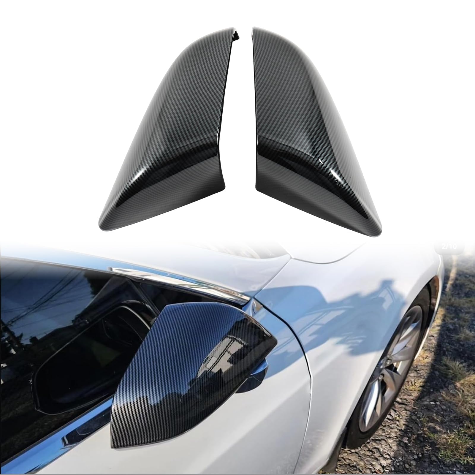 Photo 1 of Mirror Covers for Tesla Model S 2016-2020 Carbon Fiber Side Mirror Caps