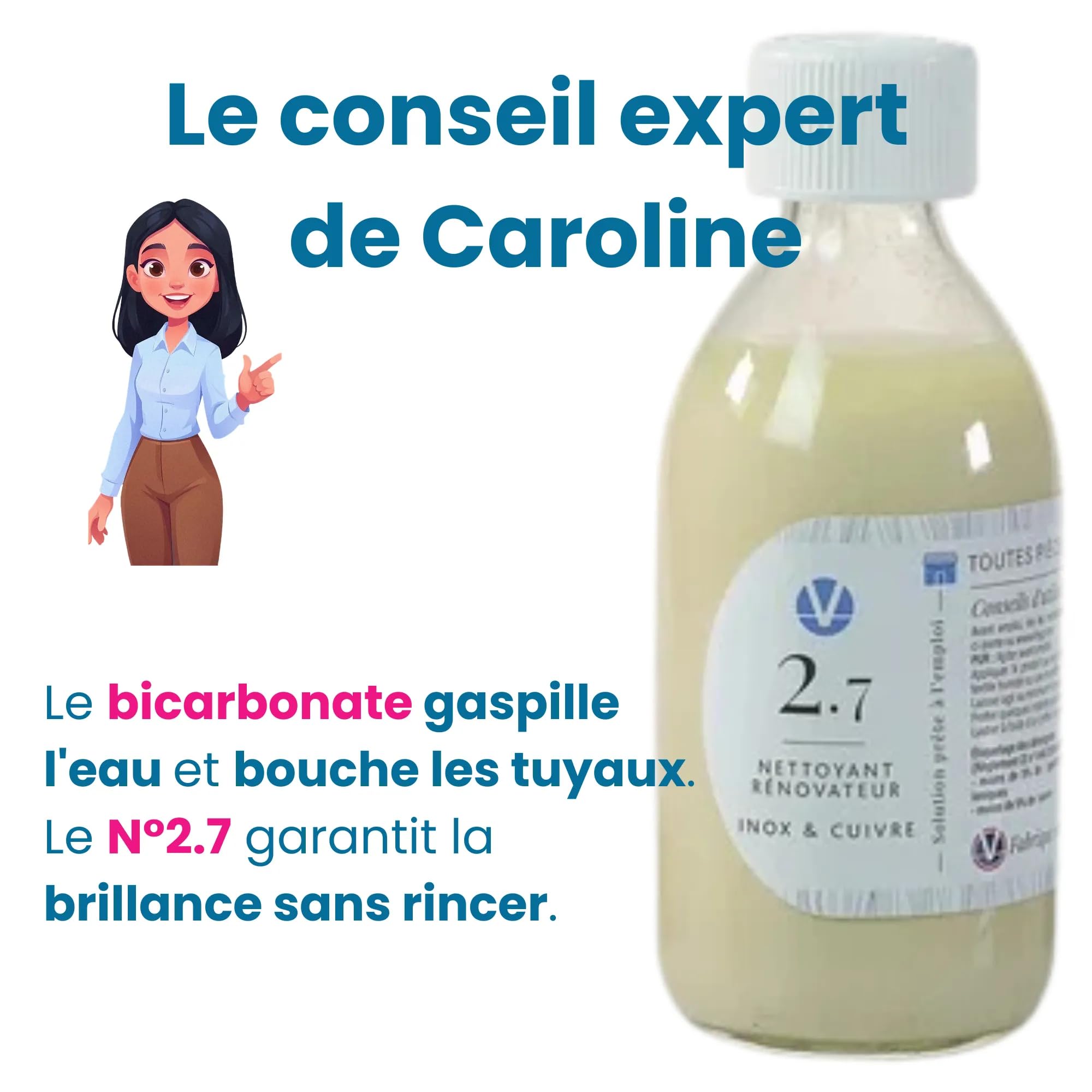 N°2.7 Rénovateur Inox Cuivre Concentré – 50 Utilisations Évier Cuisine | 0,58€/entretien, 1 à 2 ans d'utilisation, sans CMR ni perturbateurs endocriniens, sain pour animaux, fabriqué en France