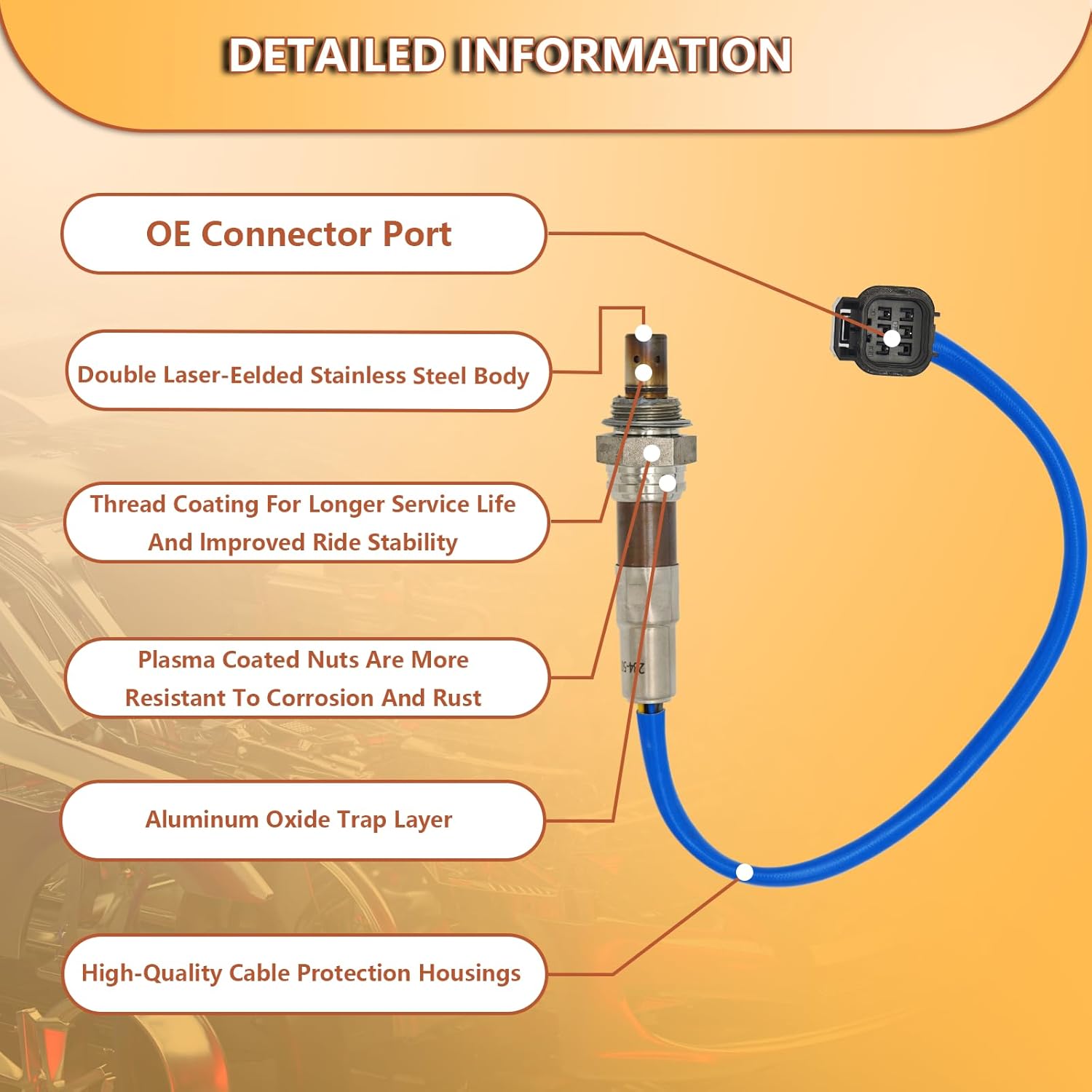 234-5053 Oxygen O2 Sensor Upstream Heated Air Fuel Ratio Compatible with 2007-2010 Honda Odyssey 3.5L V6, 2007-2009 Acura MDX 3.7L V6,Replace 36531-RGW-A01,36531-RKG-A01,36531-RYE-A01