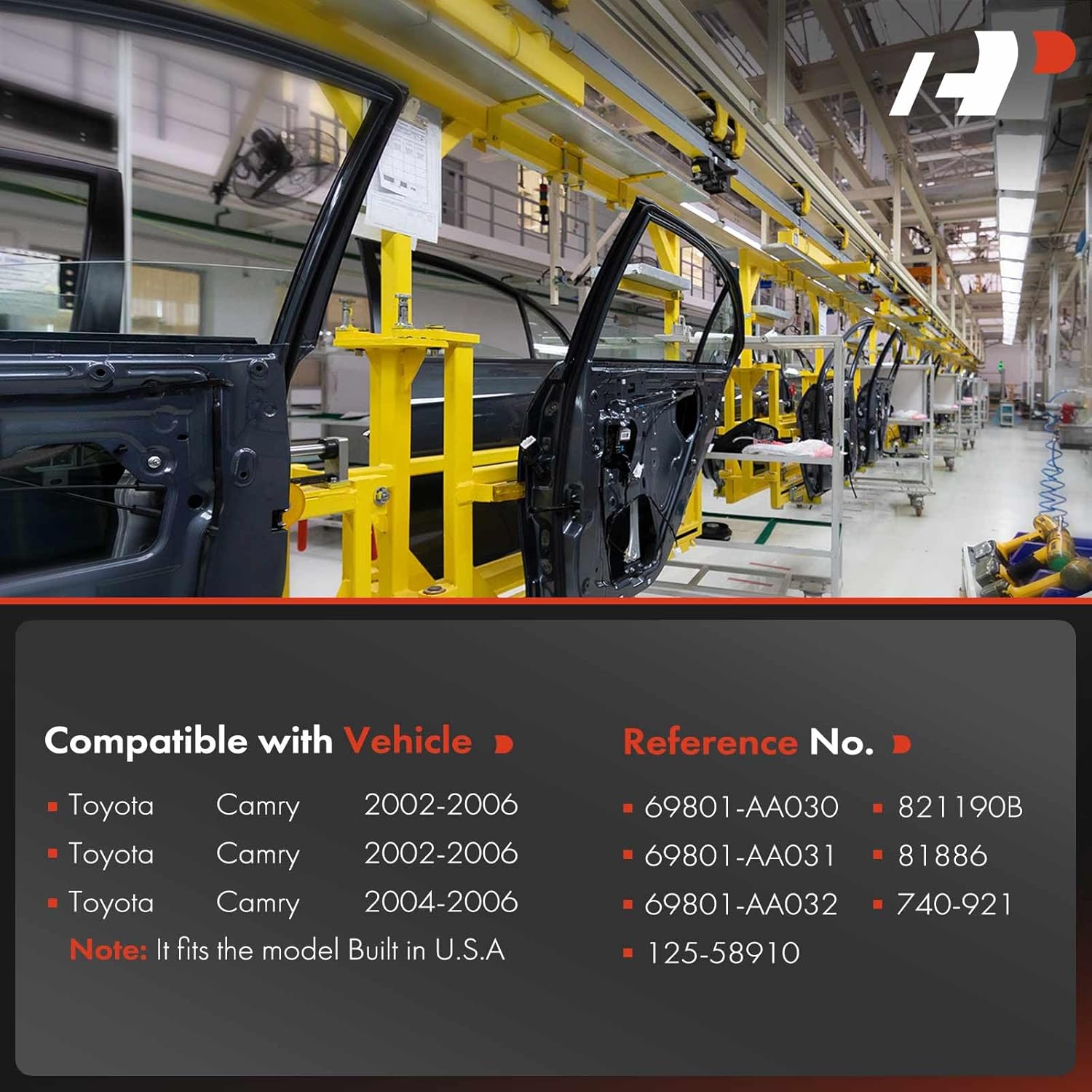 A-Premium Front Right Passenger Power Window Regulator Without Motor Compatible with Toyota Camry 2002-2006