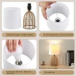 Ensemble de 2 lampes en rotin EJIAXIN, lampes de table mini de style ferme, lampes décoratives rustiques pour petites espaces, lampe de chevet de chambre, lampe de bureau
