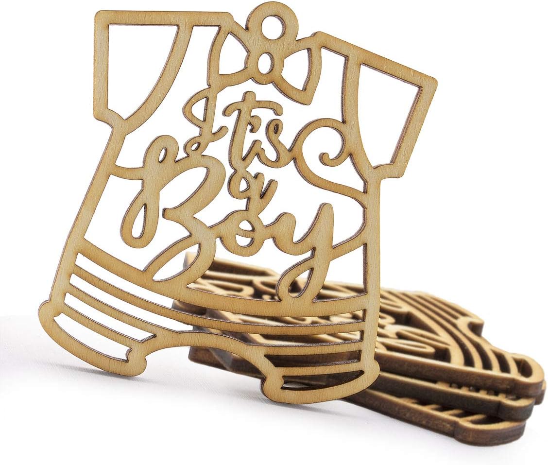 Summer-Ray 50 Wooden Baby Shower Favor Gift Tags Thank You Tags (It's a Boy)