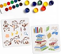 Vista 1 de MAYJOYDIY Plantillas de libro de mono, combinación de plantillas de mono de animales, 20 patrones, 11.8 x 11.8 pulgadas, material PET lavable