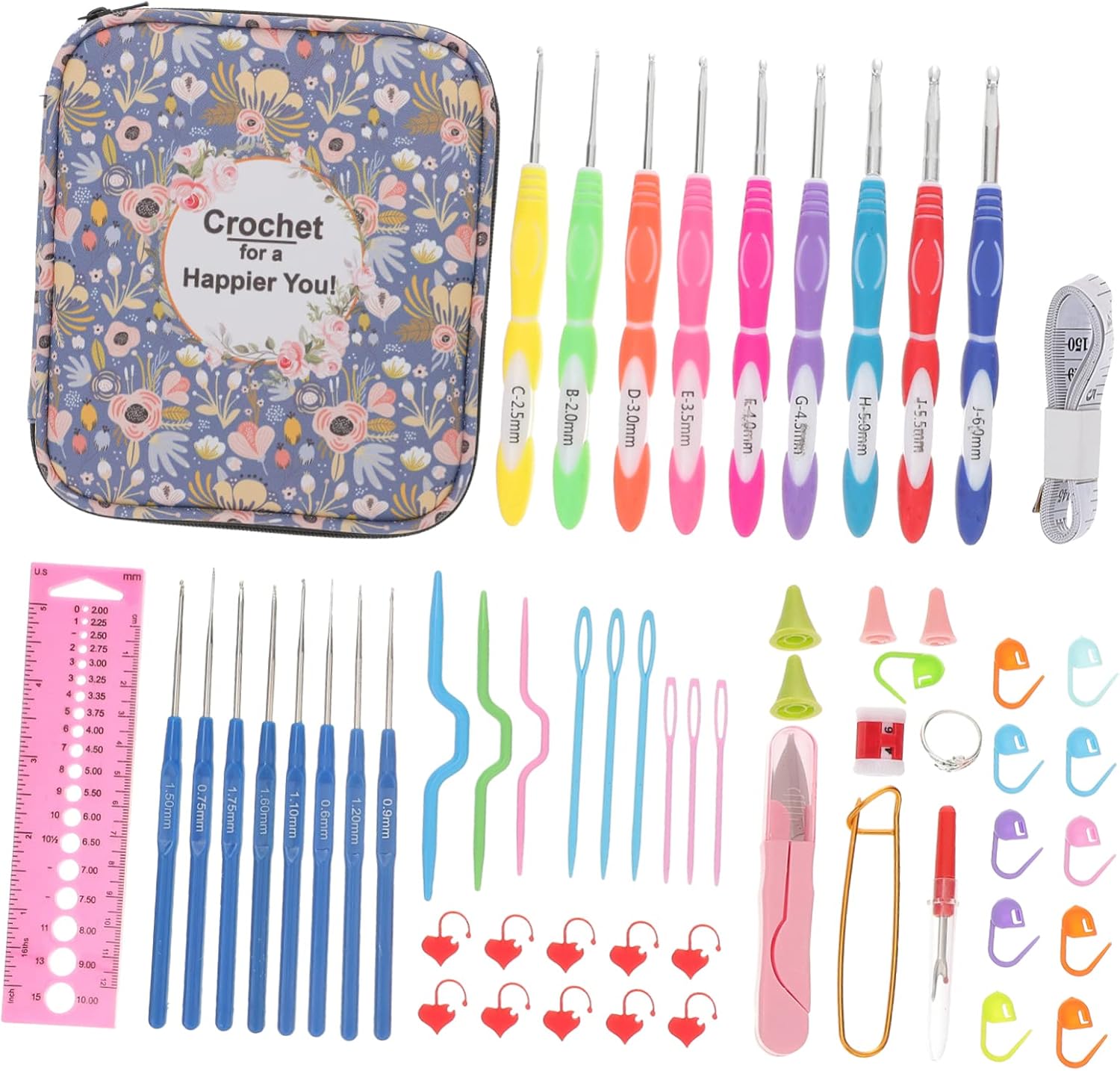 Portable DIY Knitting Crafts Yarn Crochet Hooks Set with Storage Bag