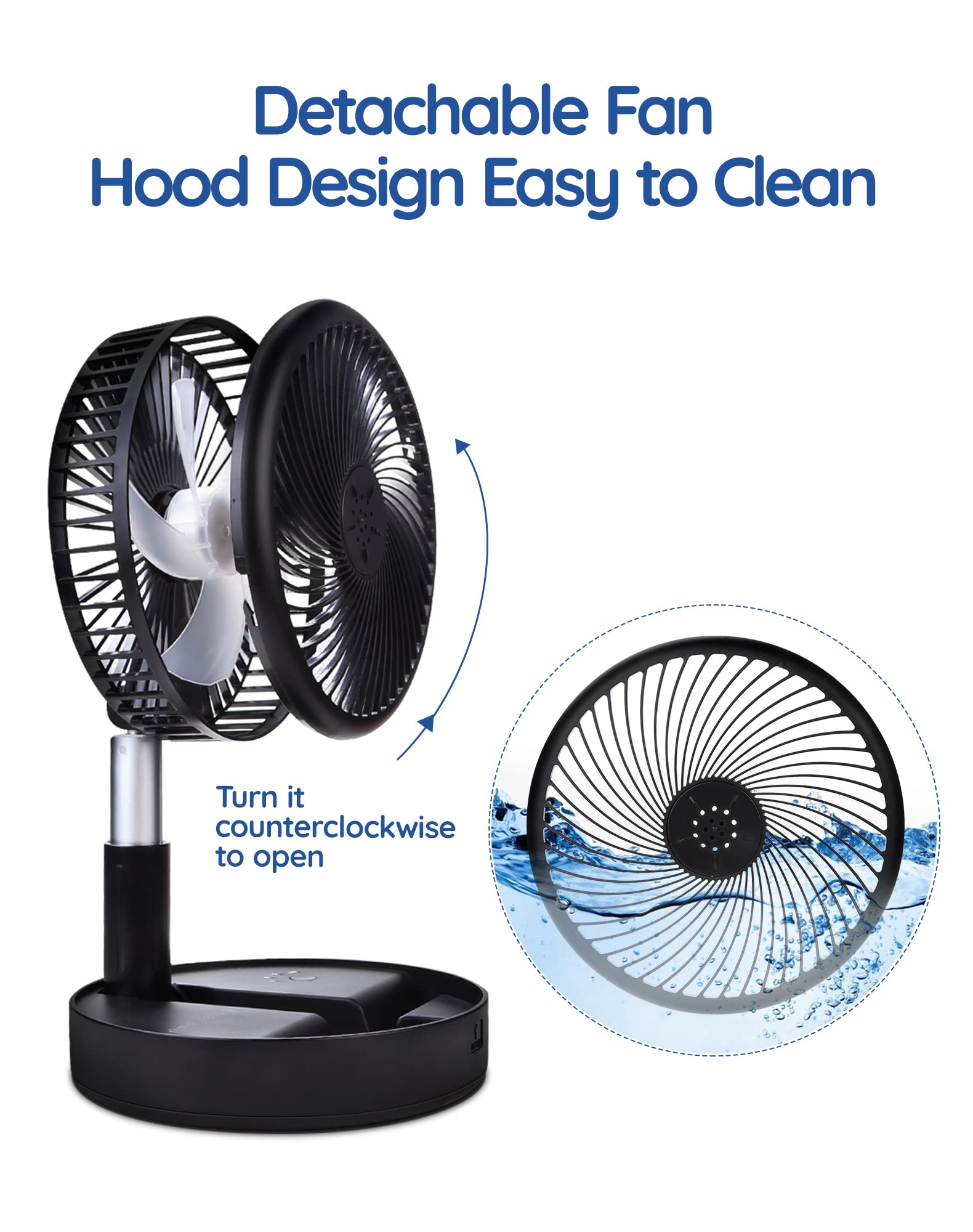 Ventilador a pilas, ventilador de escritorio portátil recargable con USB con altura ajustable, ventilador de pedestal de 4 ajustes de velocidad para dormitorio, campamento, viajes, color 7