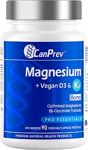 CanPrev - Magnesium + Vegan D3 & K2, 90 V-Caps 45-Day Supply - Helps in the Development and Maintenance of Bones & Teeth - Maintain Immune Function, Proper Muscle Function & Normal Electrolyte Balance
