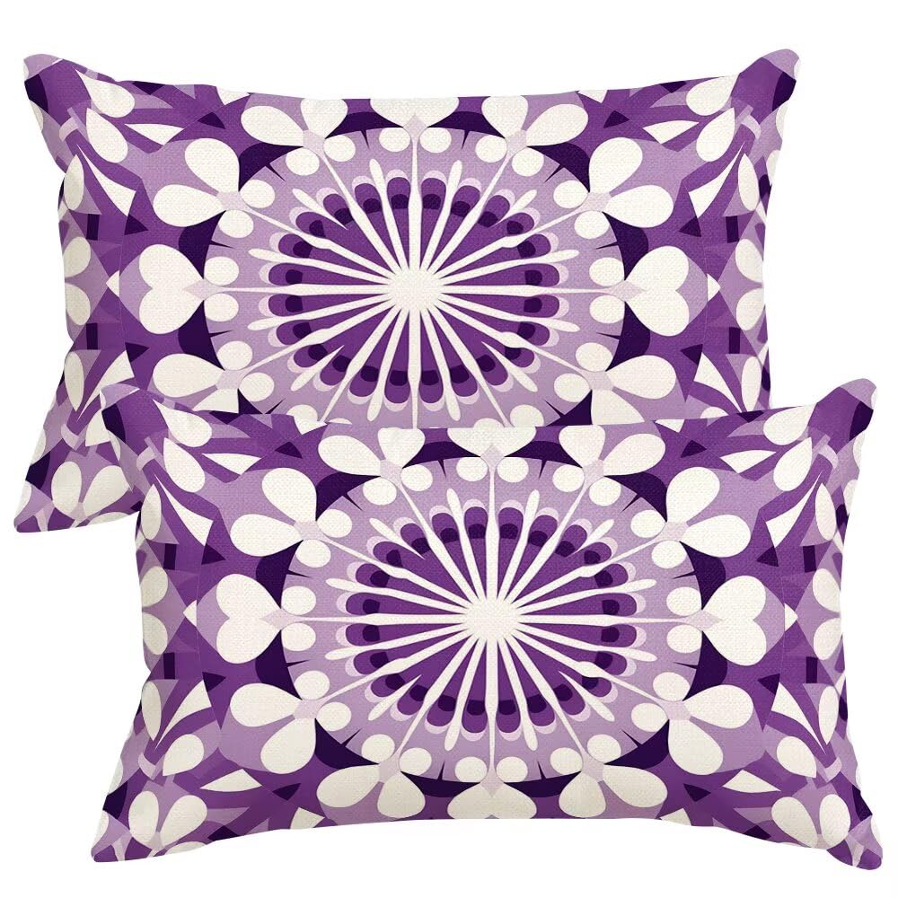 Purple Cushion Covers 30x50 cm Set of 2 Decorative Pillows Abstract Throw Pillow Case Rectangle Cushion Cover Couch Cushions Covers for Living Room Bedroom with Invisible Zipper 12x20 Inch -SC526