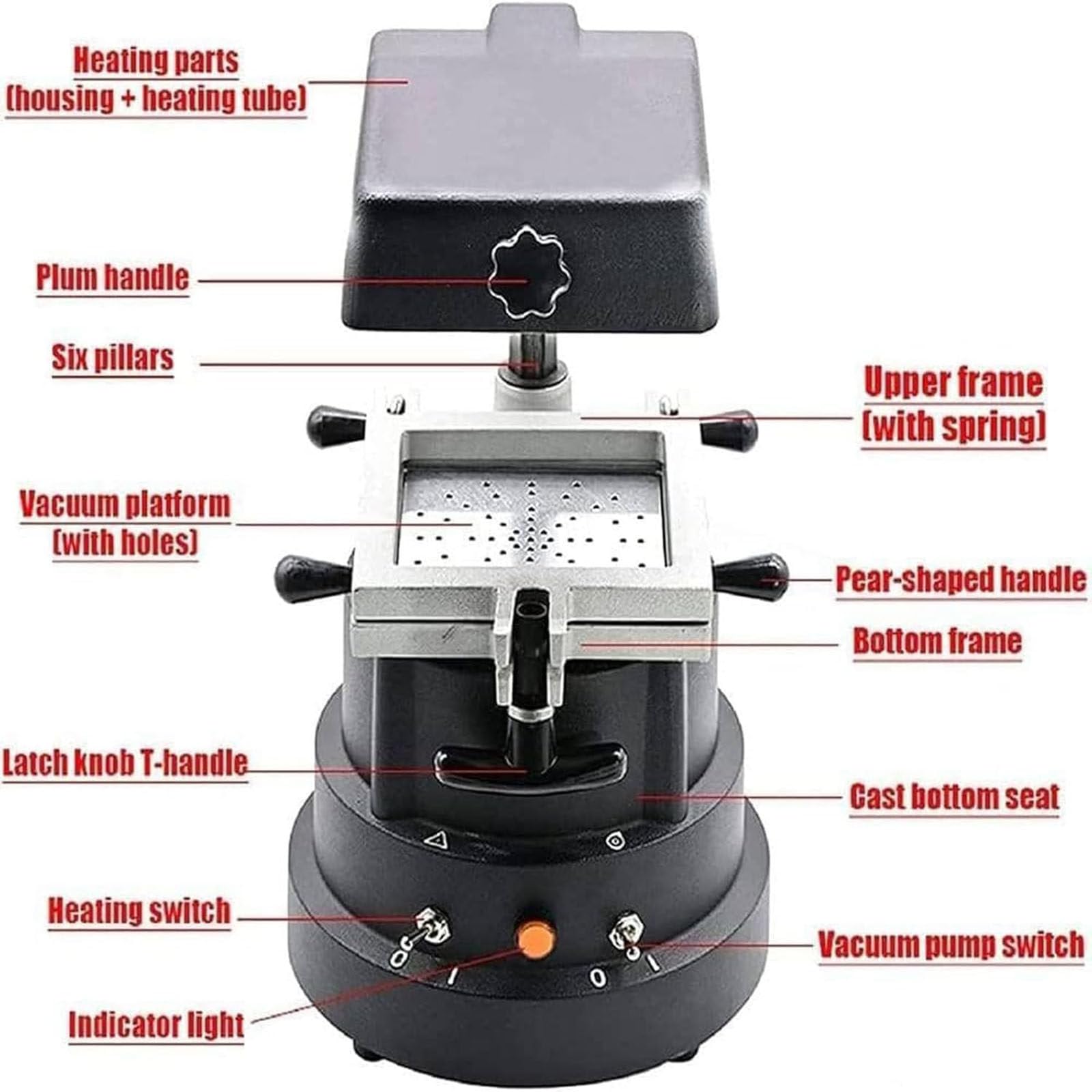 Macchina per termoformatura dentale da 1200W,stampaggio sottovuoto per laboratorio odontotecnico,Apparecchiature per stampaggio a caldo da laboratorio,per la produzione di fogli di contenzione