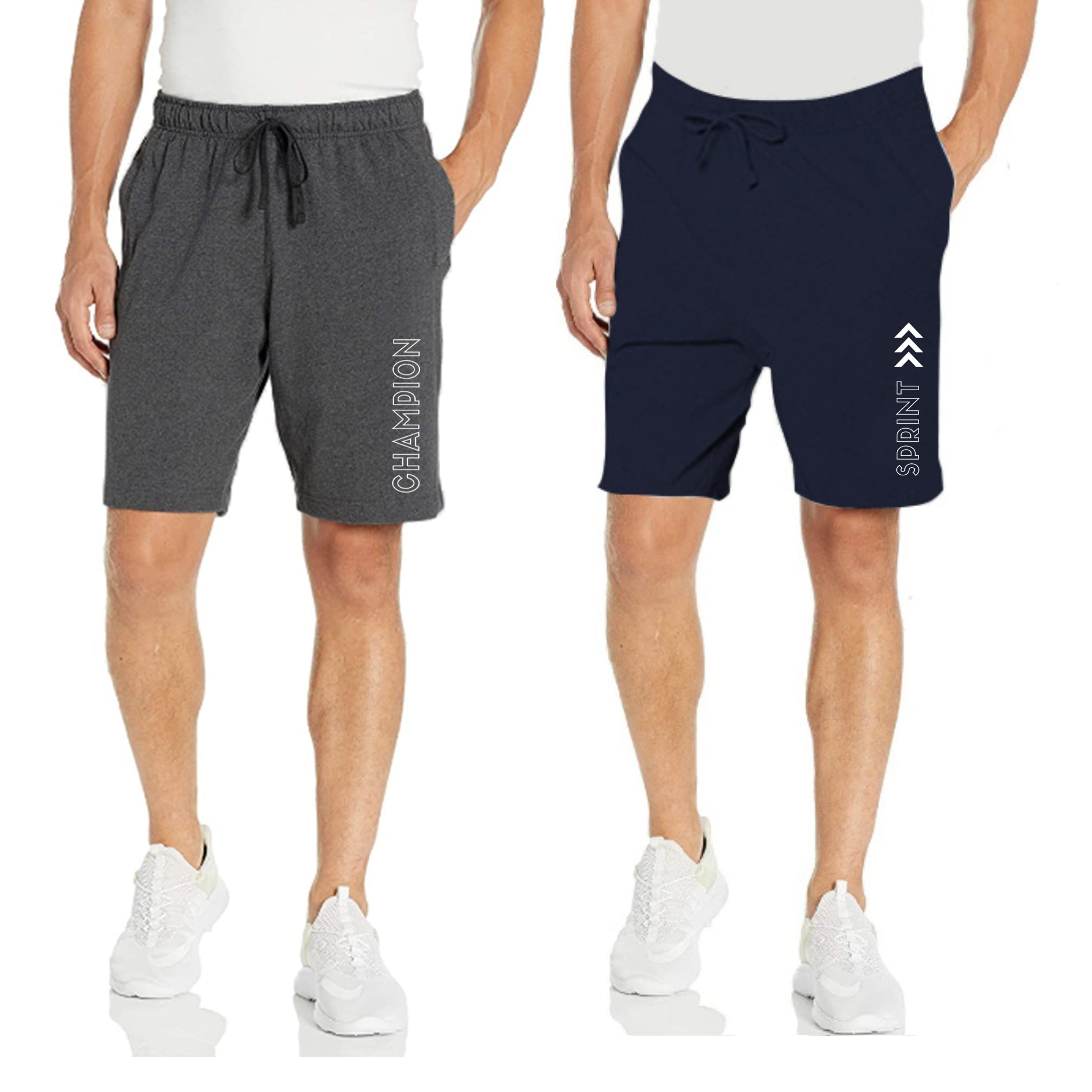 kart black Men's Regular Fit Shorts with Pocket|Casual Knit Shorts|Printed Shorts|Over Sized Shorts|(S to 5XL) Combo Pack of 2-picture-13