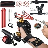 Vista 7 de Slingshot,Wrist Support Rocket Fishing and Hunting,Dual Purpose Slingshot for Hunting Hand Oro izquierdo.
