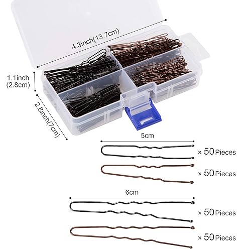 Miniatura 2 de AIEX Juego de 200 horquillas para el pelo en forma de U, pinzas para el cabello para mujeres y niñas y peluquería con caja de almacenamiento, color