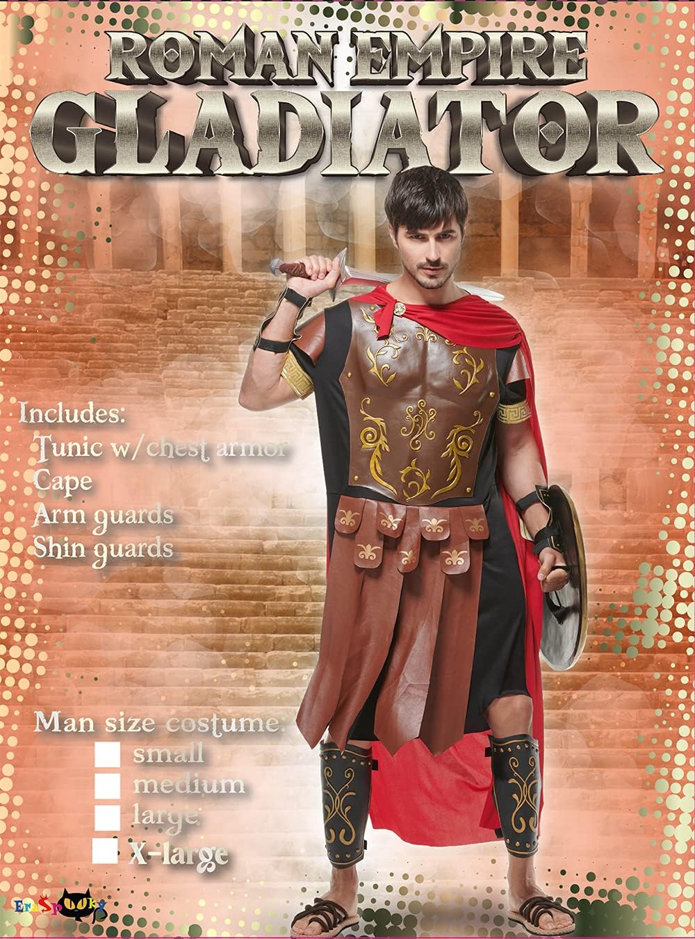 EraSpooky Men Roman Empire Gladiator Costume Set Halloween Armor Soldier Role Play