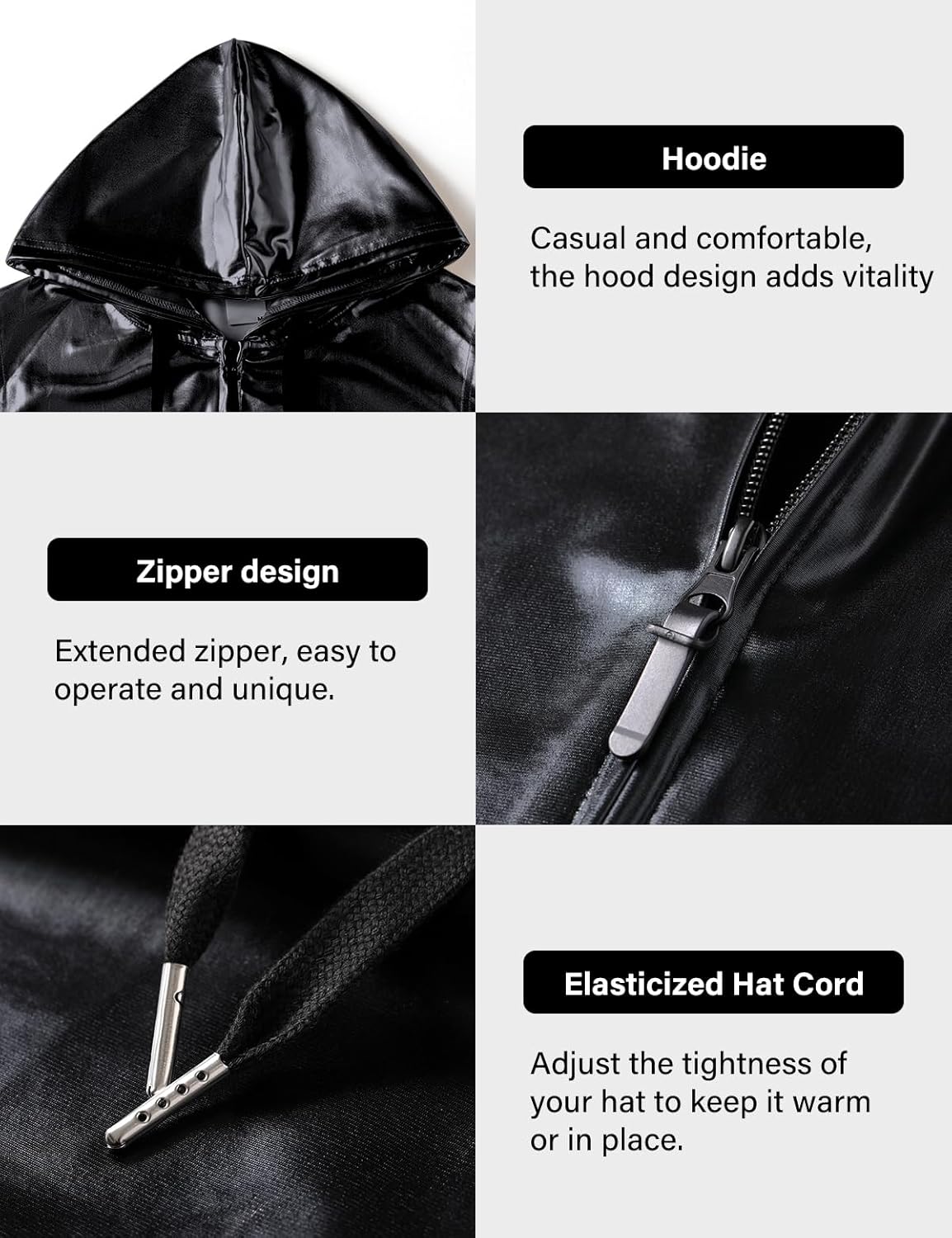 Arjen Kroos Men's Metallic Hoodie Vest Sequin Zip Up Sleeveless Rave Disco Shiny T Shirt with Pockets - Image 2