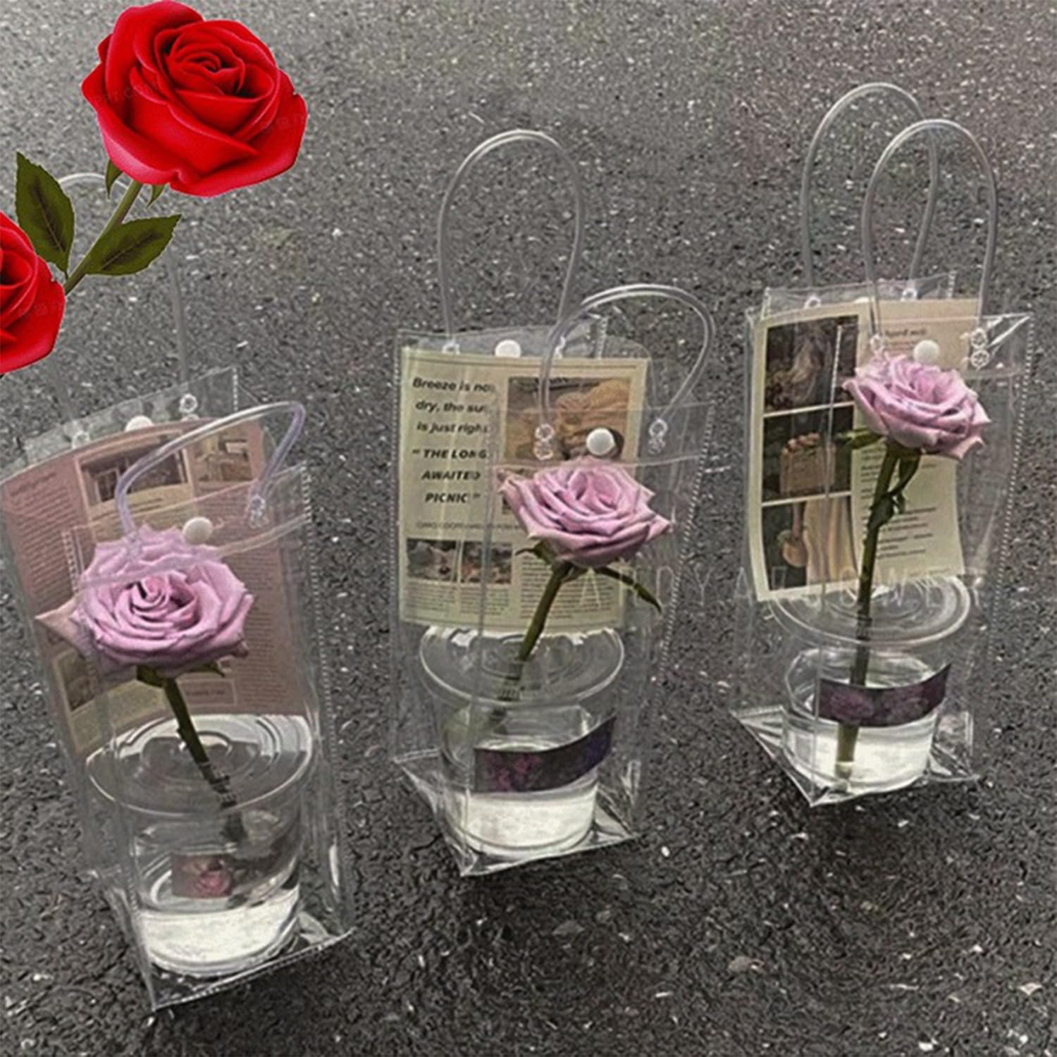 10 pezzi Champagne in PVC trasparente, Refrigeratori Per Bottiglie Trasparenti, Impacco di ghiaccio in PVC Champagne, Borsa Refrigerante Bottiglie con Manico (Aggiornamento senza perdite d'acqua)