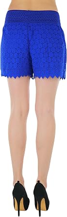 ToBeInStyle Women's Floral Crochet Lace Fully Lined Summer Mini Shorts