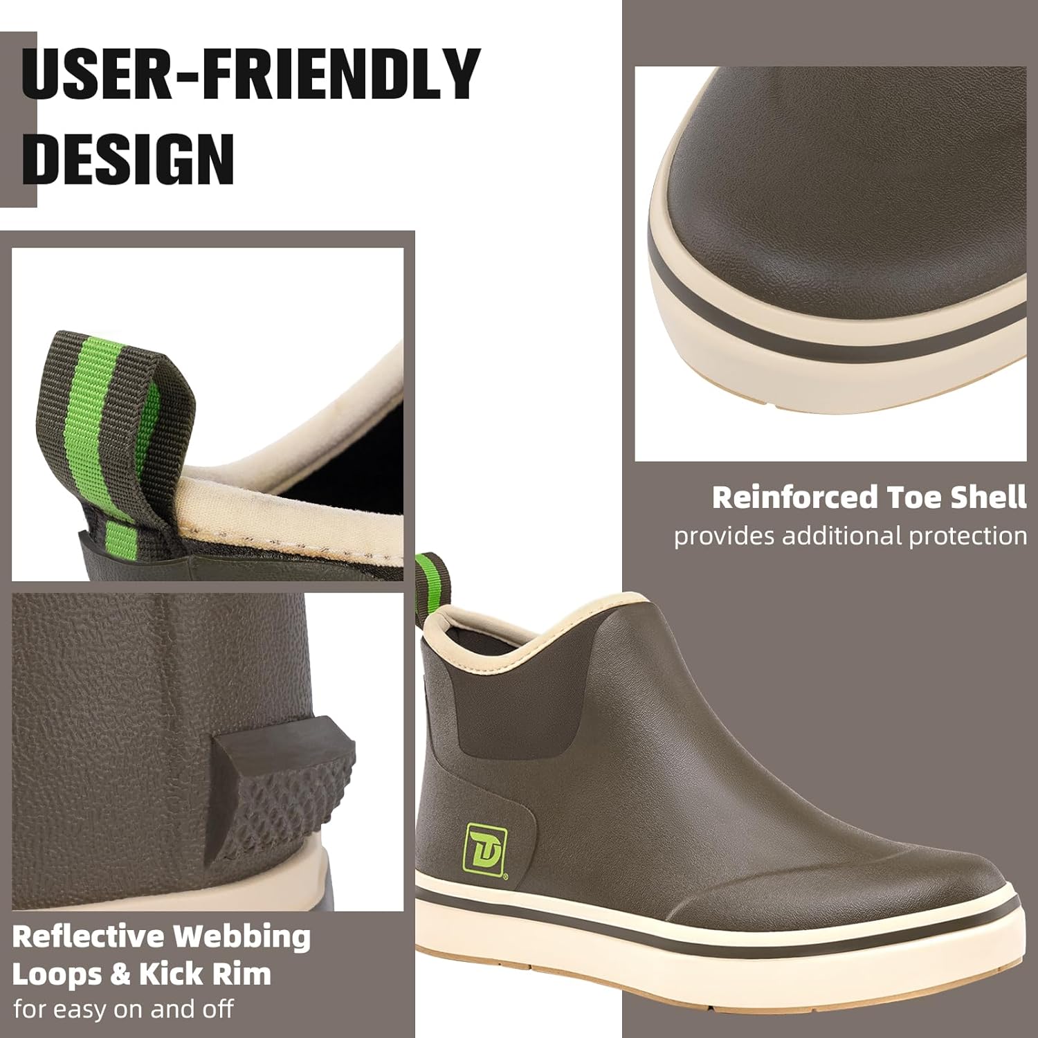 Trudave Mens Deck Boots, Waterproof Rubber Fishing Rain Boots, Anti-slip Short Ankle Shoes for Outdoor Fishing, Boating, Size 5-14 - Image 6