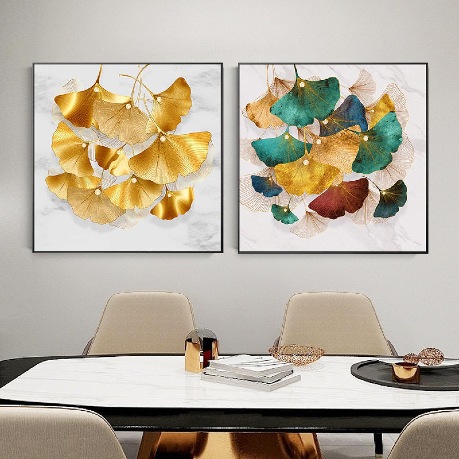 Peinture ginkgo feuille d'or impression haute définition sur toile d'art moderne