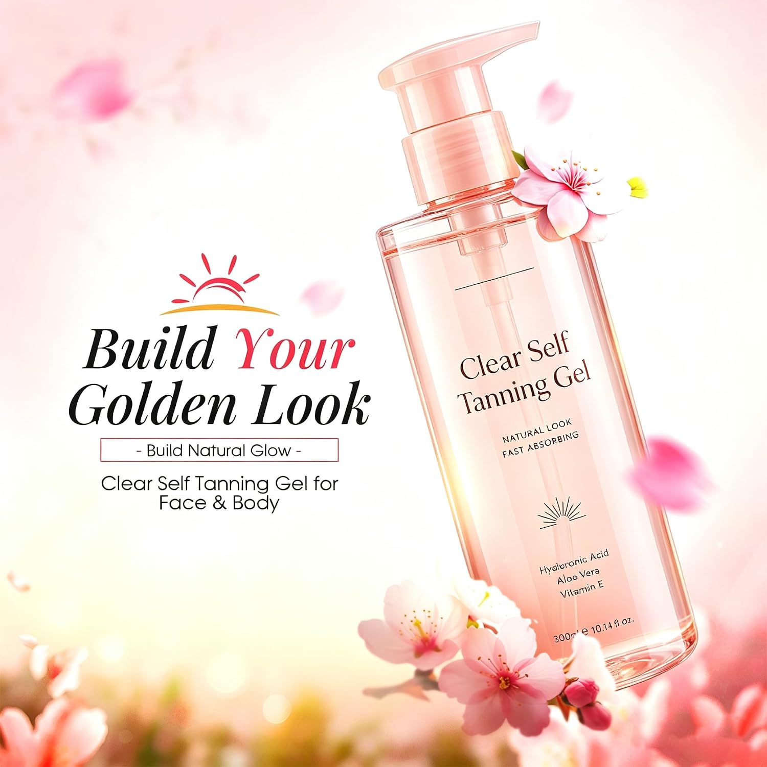Clear Self Tanning Gel for Face & Body, Lightweight Hydrating Sunless Tanner, Quick-Drying Formula, Streak-Free Natural Glow, Easy Application, Suitable for All Skin Types (1, 400ML)