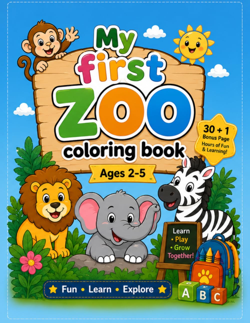 My First Zoo Coloring Book for Kids: Fun and Easy Animal Coloring Pages for Children Ages 2-5