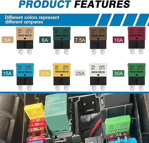 Miniatura 3 de GLOSO Circuit Breaker AUTO Reset Fuse for Car Truck RV Automotive Marine Boat Trolling Motor & Custom Wiring Audio Battery Protection E37 Auto (T1)