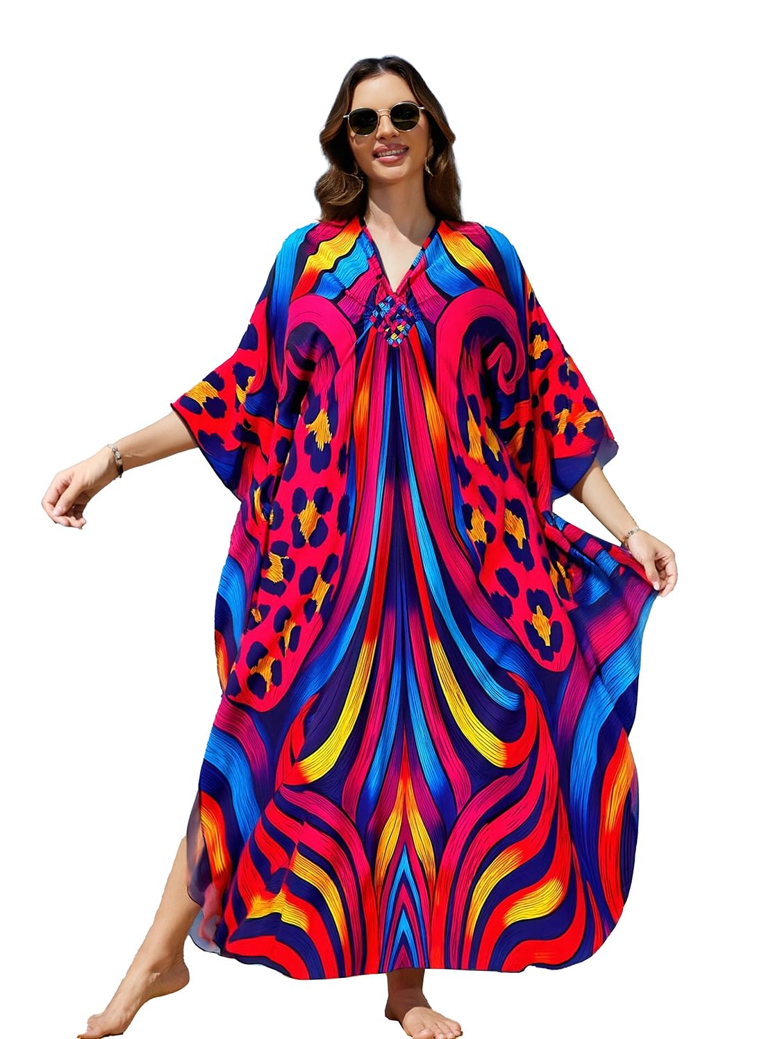 sunforyou Kaftan Dresses for Women Stylish Caftans Plus Size Beach Cover up Soft Loungewear