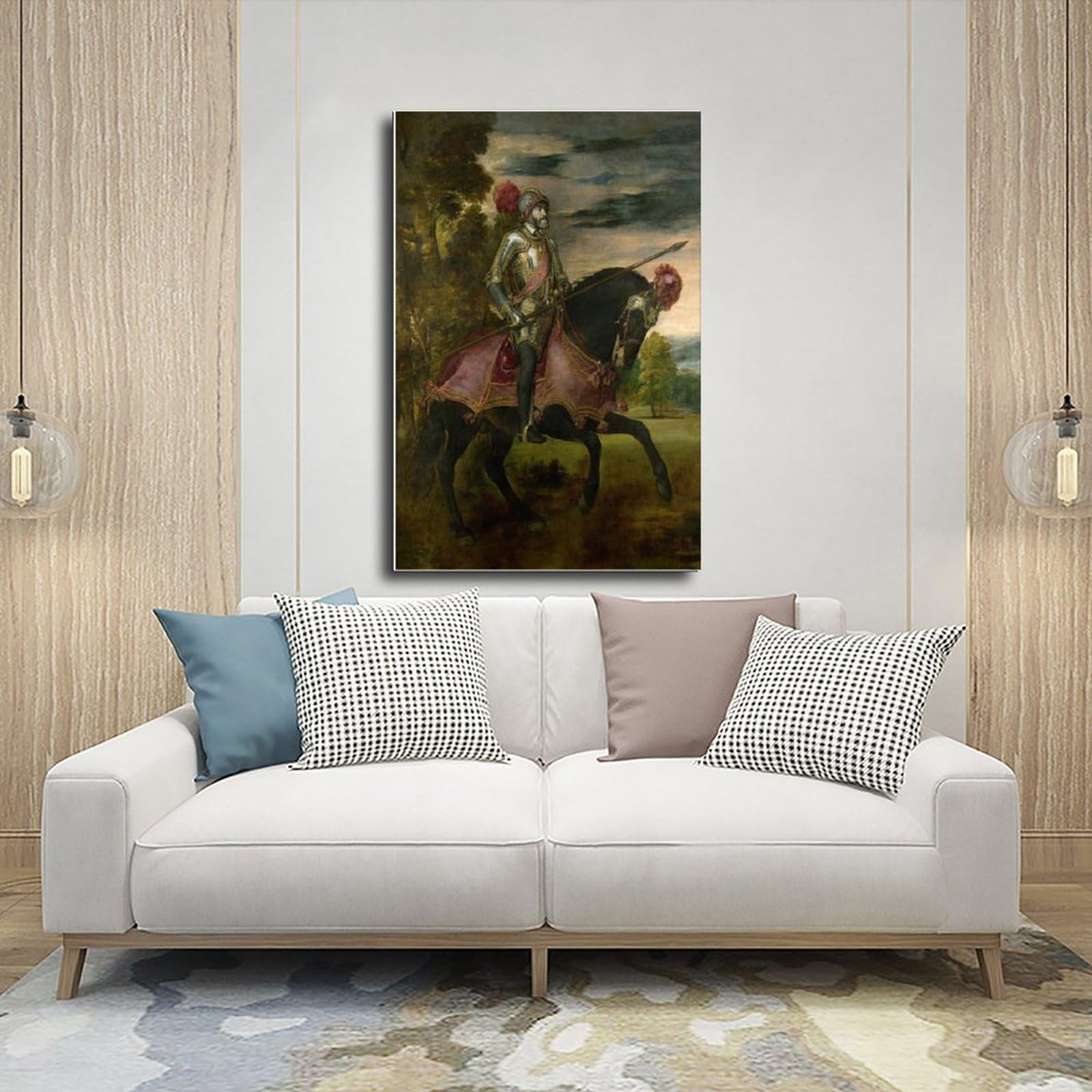 ANFOTCM Tycjan, konny portret Karola V, artystyczna dekoracja ścienna plakat rodzina bar restauracja garaż kawiarnia sztuka znak prezent 50 x 75 cm
