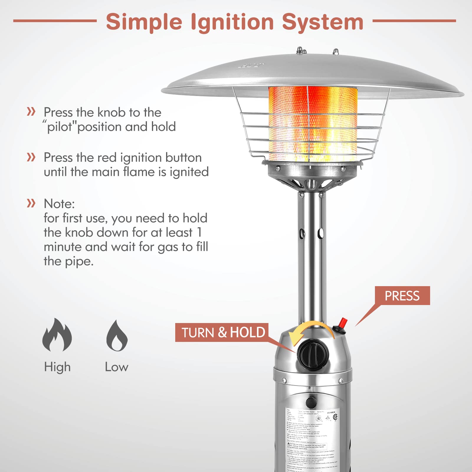 Amazon.com: Giantex Portable Patio Tabletop Heater, 11,000 BTU Outdoor  Propane Gas Table Top Heater Stainless Steel W/Weighted Base, Adjustable  Thermostat, for Backyard, Garden, Commercial Restaurant (Silver) : Patio,  Lawn u0026 Garden