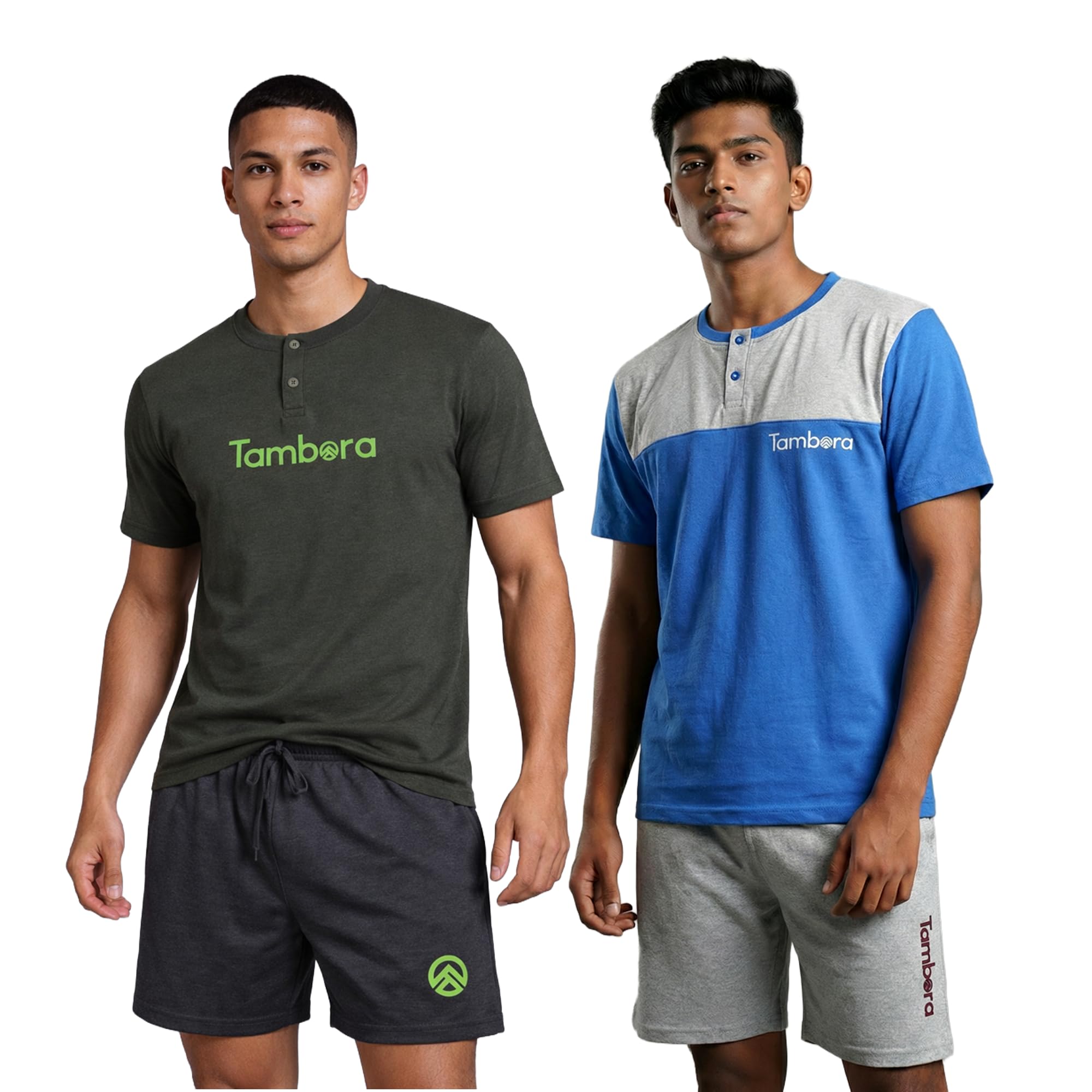 tambora Men’s Henley Lounge Set – Half Sleeve T-shirt & Comfortable Shorts for Casual & Home Use | Combo Pack of 2-picture-45