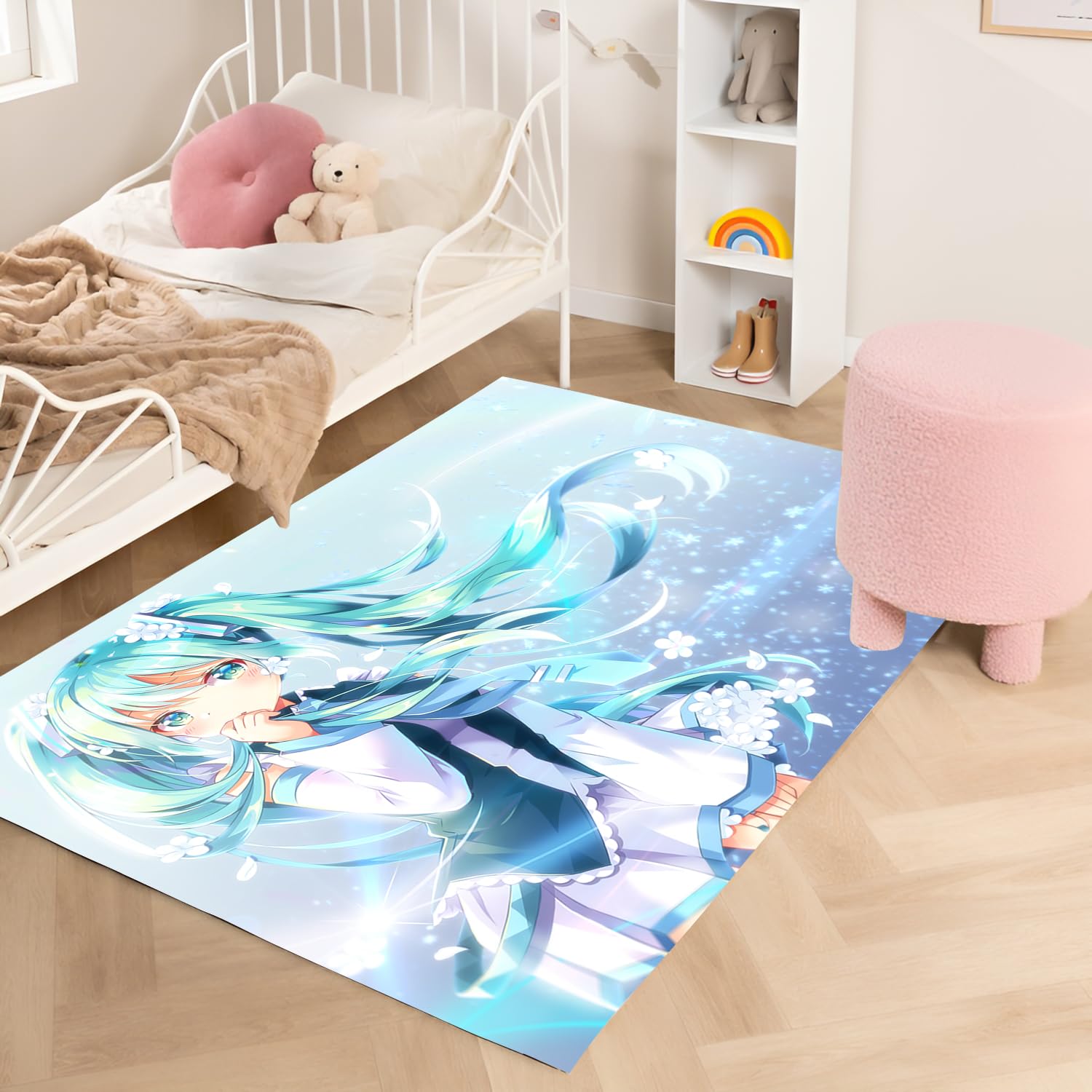 KIDSLOVE Anime Teppich, Anime-Mädchen Teppich Wohnzimmer 160x230cm Schlafzimmer Kinderteppich Cartoon Mädchen Kinderzimmer, Weihnachtsdekoration (4,80x120cm)