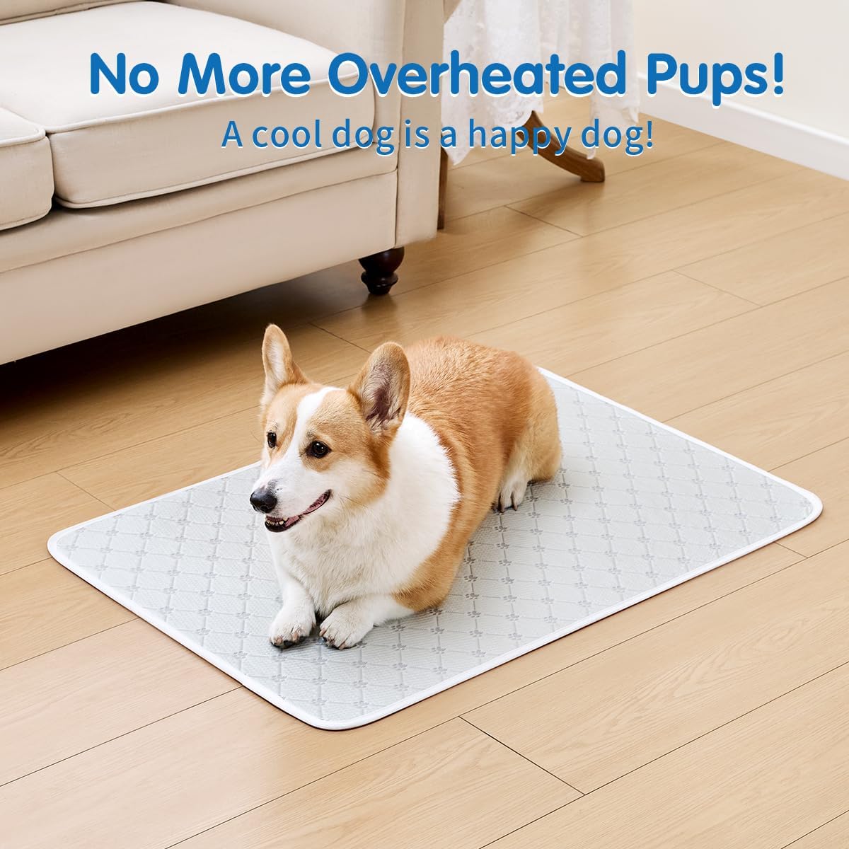 Dog Cooling Mat - Instant 6-12°F Drop, Cooling Mat for Pets Q-MAX >0.5 & Machine Washable, Anti-Slip Bottom, Cool Relief Bed for Dogs & Cats Light Gray 42" x 28"