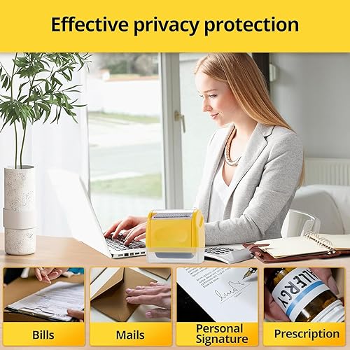 Miniatura 6 de Sellos de rodillo de protección contra robo de identidad, sello de rodillo confidencial que incluye 6 recambios, antirrobo, sello de privacidad y