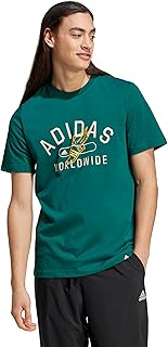 تيشرت كوليجيت بكم قصير مطبوع برسومات من اديداس، للجيم والتدريب للرجال