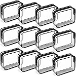 Weewooday 12 Pieces Clear Makeup Bags Cosmetic Storage Bags PVC Zipper Pouches Travel Waterproof Makeup Plastic Case for Women Organizing Toiletries Traveling Bathroom(Medium,Dark Black)