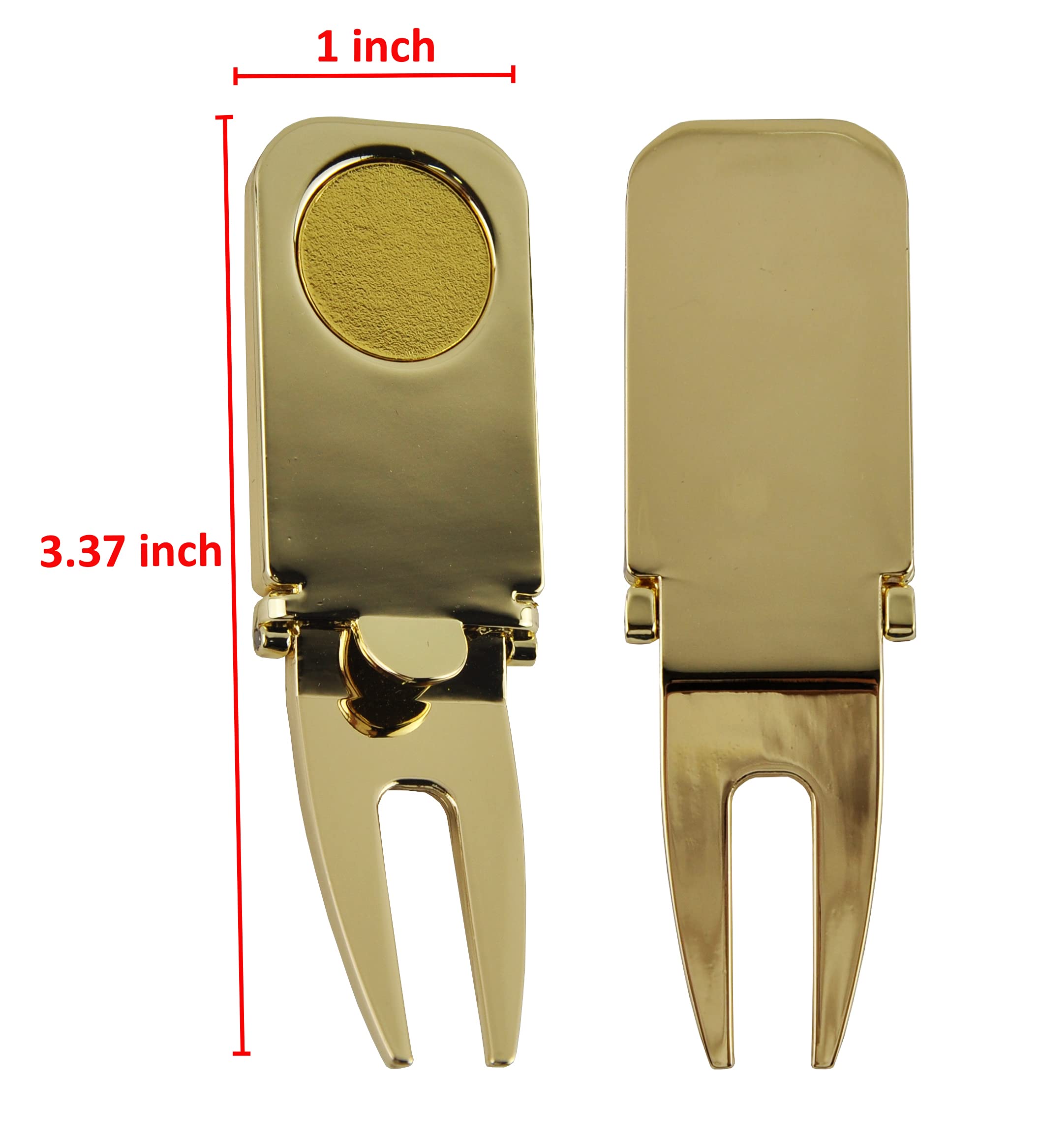 Strumento Magnetico 3 in 1 per Riparazione Forcella Golf e Marcatore Palline, Metallo Zinco Oro