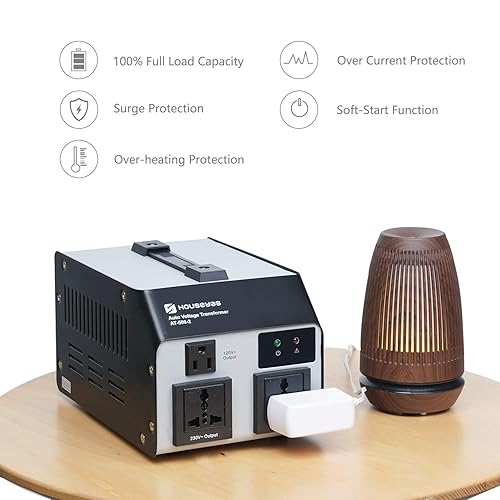 Miniatura 2 de HOUSEYAS Convertidor de transformador de voltaje de 500 vatios, elevador automático hacia arriba, 110-120 voltios, 220-240 voltios, con protección