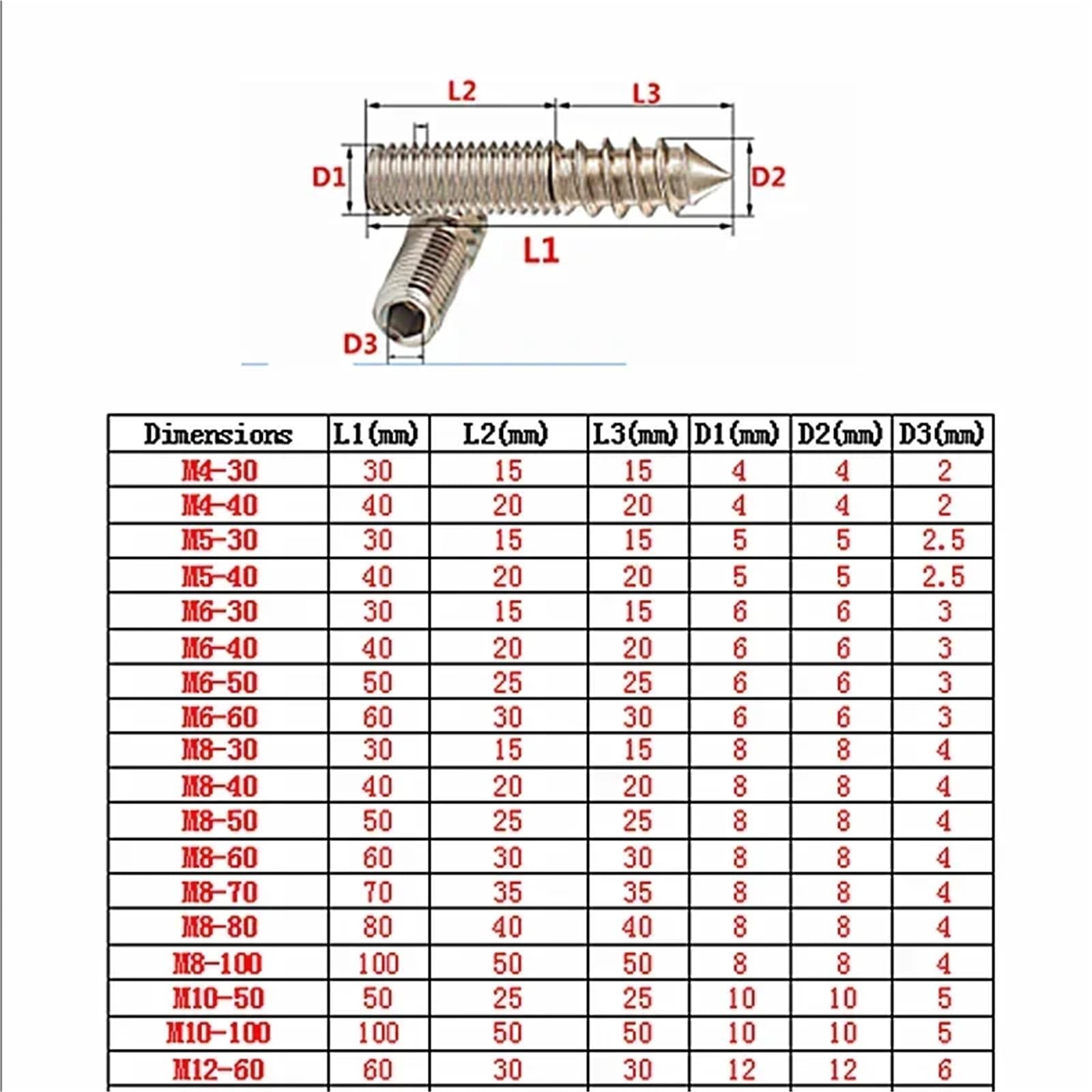 Viti autofilettanti a doppia testa in acciaio inox vite esagonale doppia vite autofilettante finale M4 M5 M6 (30-60 mm) (M6 x 50 mm)
