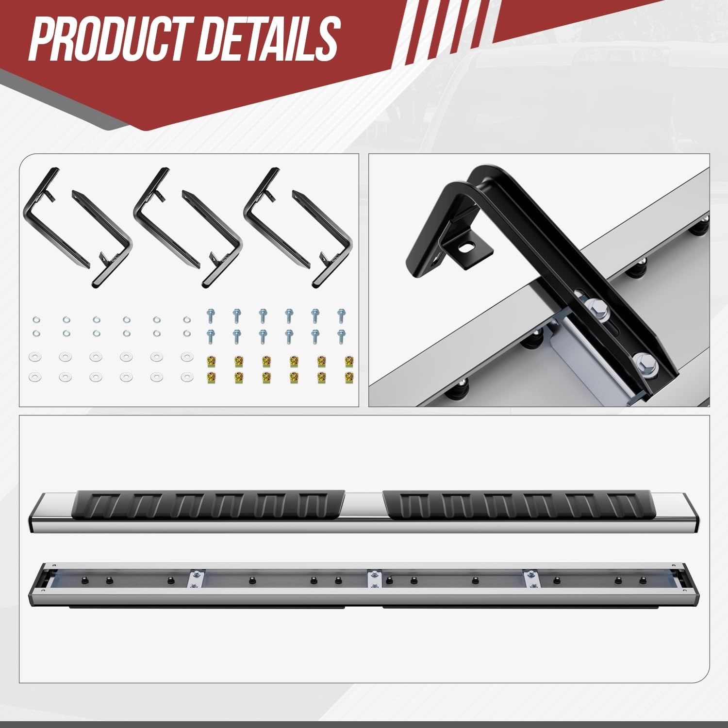 Running Boards Side Step Bars Compatible with 2015-2025 Chevrolet Colorado GMC Canyon Extended Cab, Non-Slip Flat Running Boards with Mounting Bracket, Polished Chrome Heavy Duty Steel