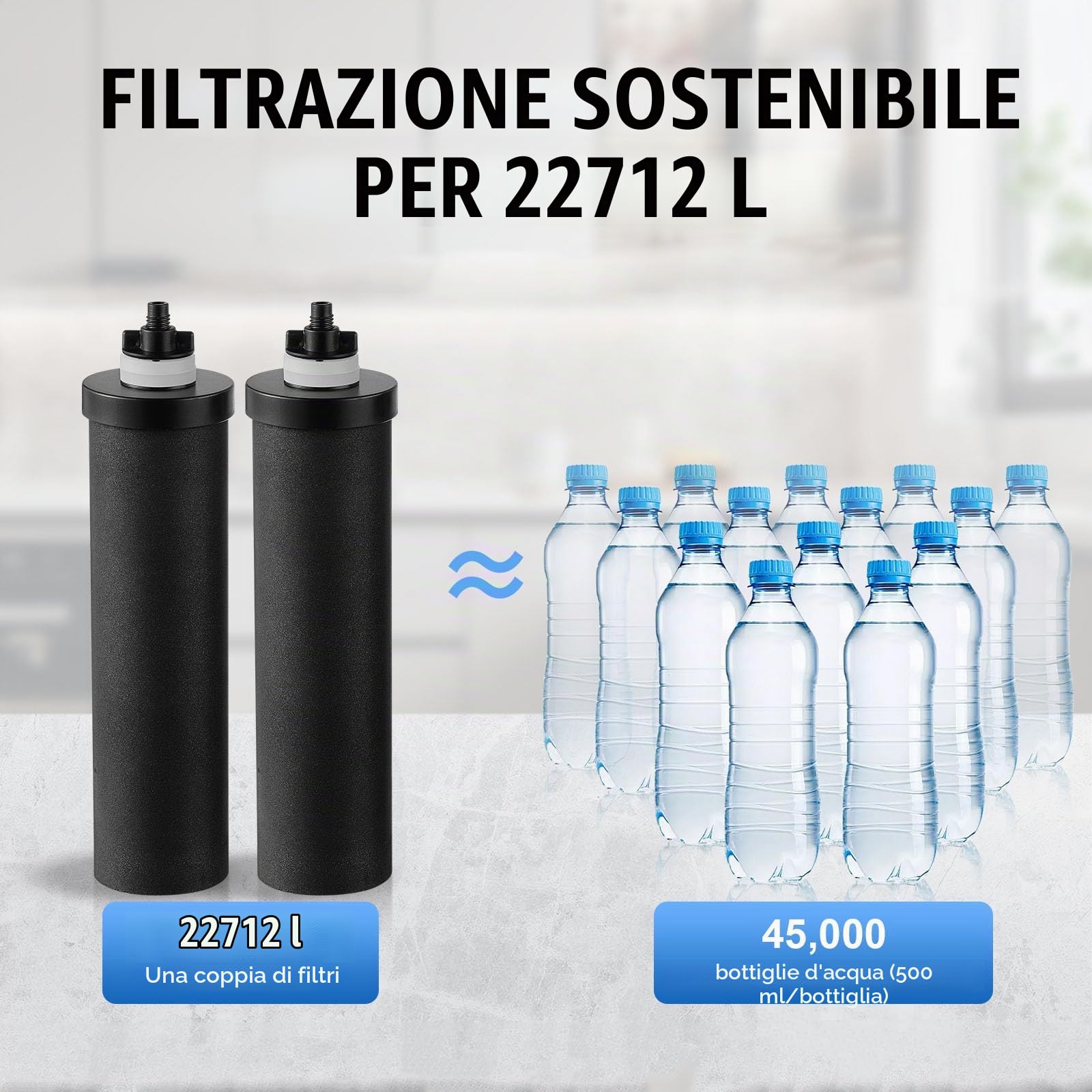 VEVOR Sistema di Filtraggio Acqua a Gravità Sistema da banco in Acciaio Inox Sistema Filtraggio Acqua 4,4 + 5,5, Riduce Piombo e Cloro, Filtraggio con 2 Filtri al Carbone Rubinetto Camper da Campeggio
