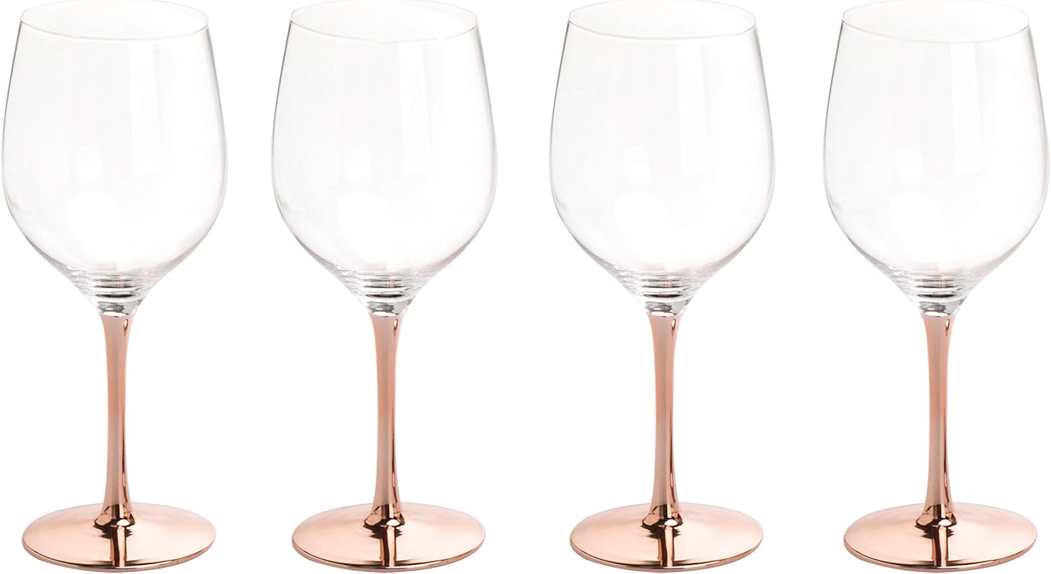 MyGift Modern Large Stemmed Wine Glass with Copper Stem, Cocktail Dinner Party Bridesmaid Wedding Toast Glasses, 20 Ounce, Set of 4