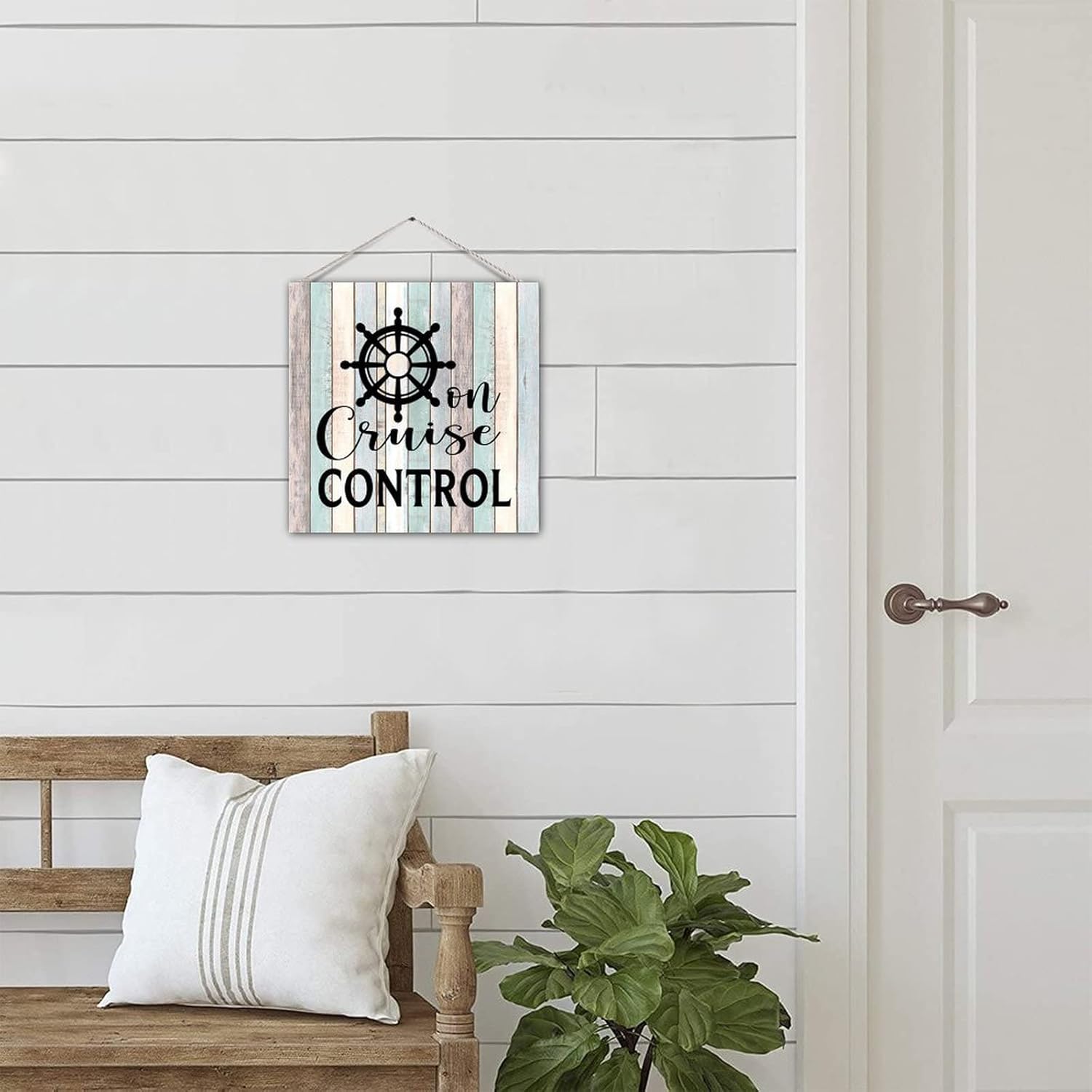 Rural Rustic Wood Sign Plaque on Cruise Control Wood Wall Pediment Wall Hanging Door Sign Classical Home Wall Hanging Decorations for Front Door Yard 12x12 Inch : Home & Kitchen