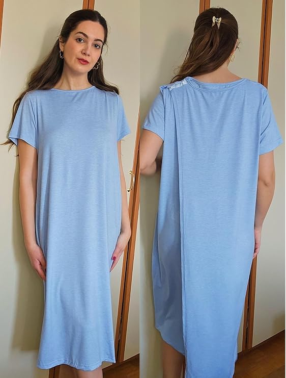 Deyeek Hospital Gowns for Women Labor Delivery Shoulder Surgery Dress Adaptive Clothing Night Robes for Elderly Plus Size