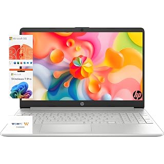 HP 15 inch Laptop for Home or Work, Intel 4-core Processor, 16GB RAM, 256GB SSD, 15.6" Micro Edge LED IPS Display, SD Card Reader, HDMI, Windows 11 Pro with Microsoft Office 365 Included, WOWPC USB - Amazon product rated Grade A