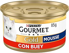 GOURMET Gold Mousse Adult Wet Cat Food, Beef Mousse with Beef, Pack of 24 85g Cans