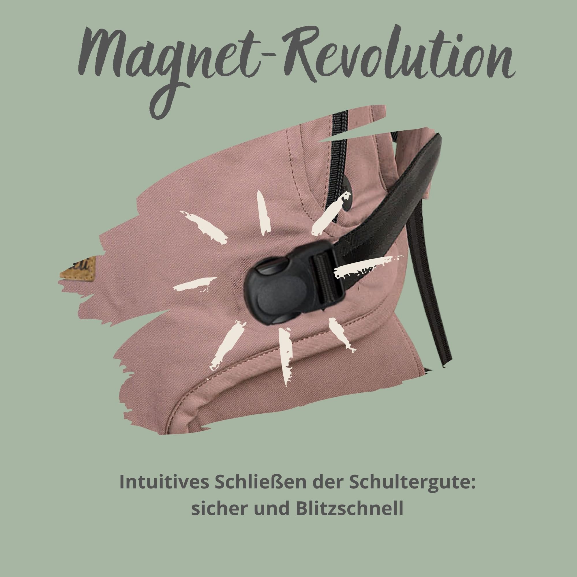 Ruckeli NEO Babytrage Sage Magnet-Schnallen Hüftsitz Ergonomisch Atmungsaktiv