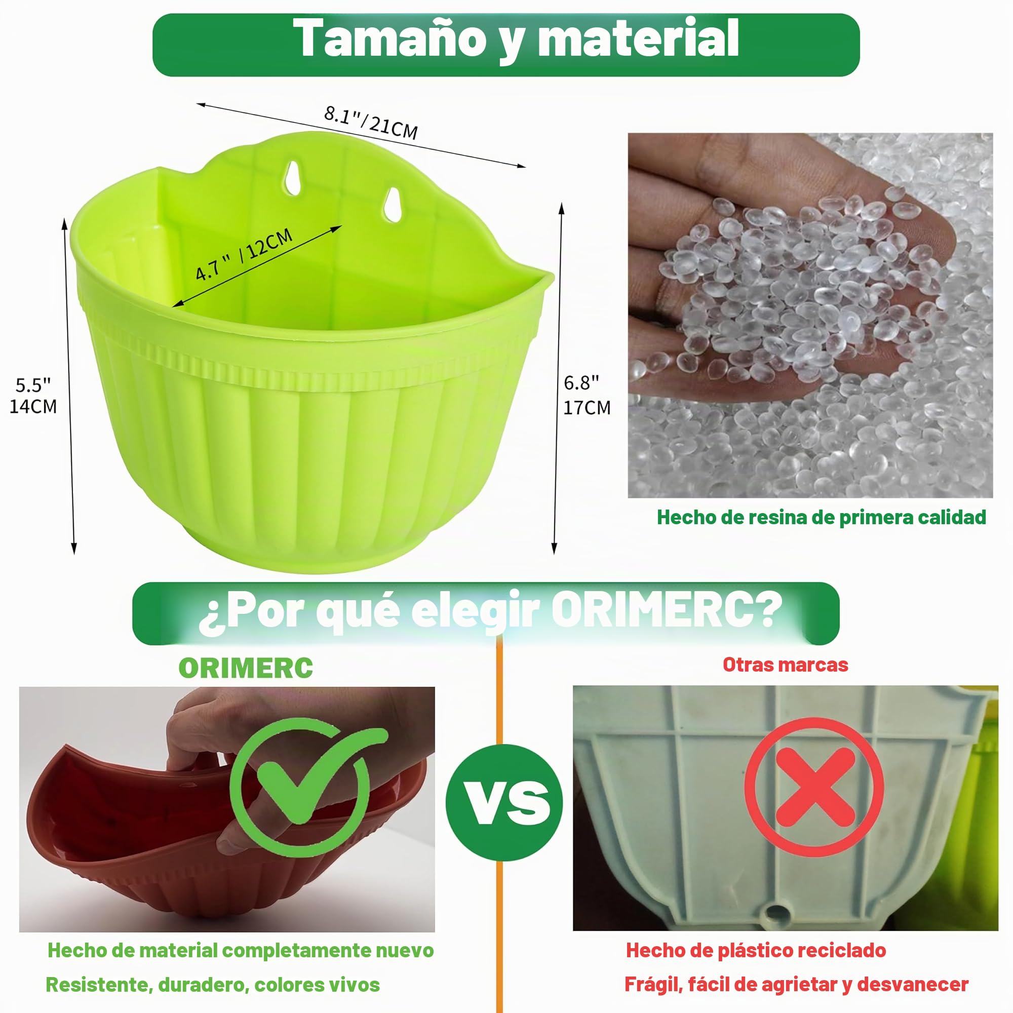 8 macetas de Resina Coloridas para Colgar en la Pared, Maceta Vertical para jardín, Sala de Estar, Ventana, para Interiores y Exteriores, Cesta de Flores para Cocina, Hierbas, balcón, barandilla,