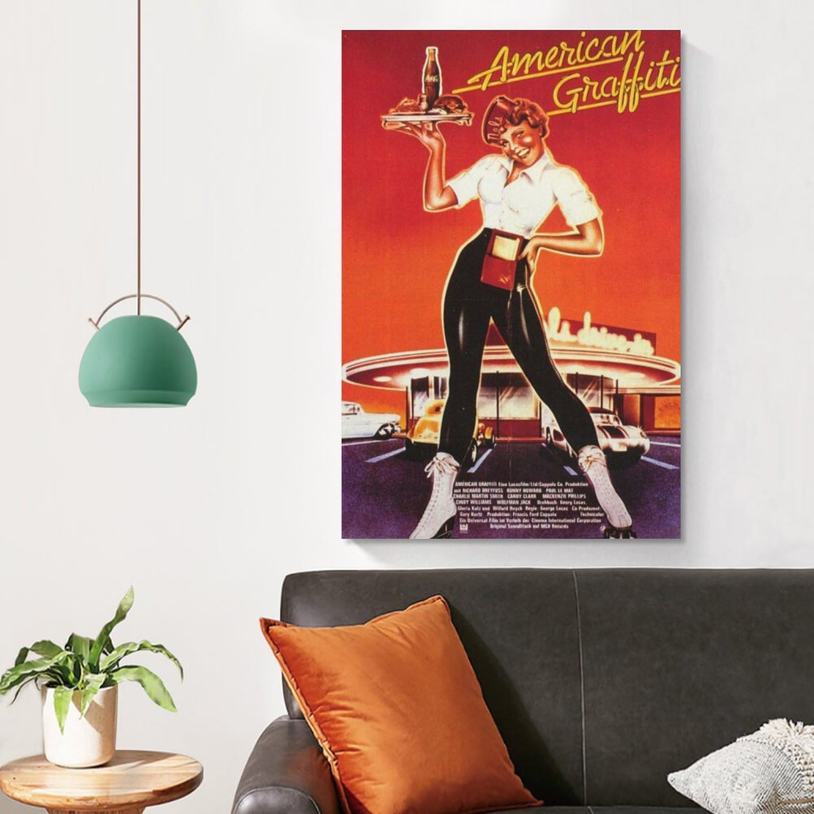 アメリカンスタイルの絵画装飾　油絵　壁掛け絵画 Amazon.co.jp: アメリカングラフィティ映画のポスター 印刷 ポスター
