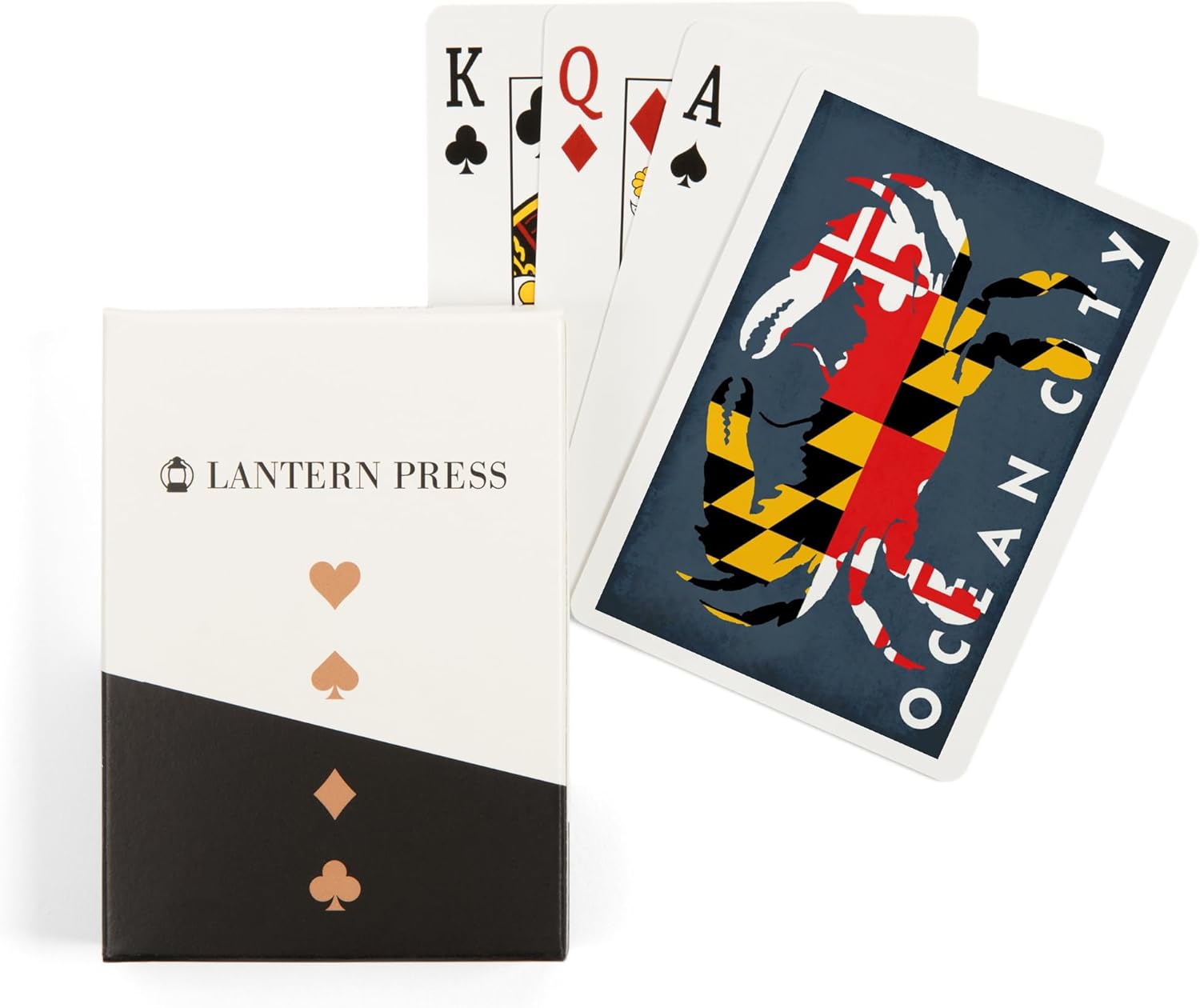 Lantern Press Ocean City, Maryland, Maryland Flag Crab, 52 Playing Cards for Adults, Poker Size Card Deck