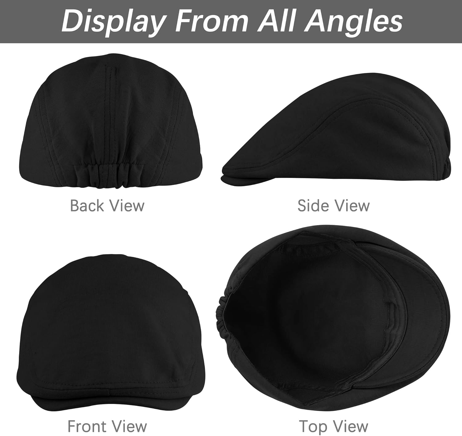 KUTTOR 4 Pieces Newsboy Men's Hat Newsboy Cap Flat Cap Soft Stretch Fit Men Cap Cabbie Hunting Cap for Men Outdoor Daily Use - Image 4